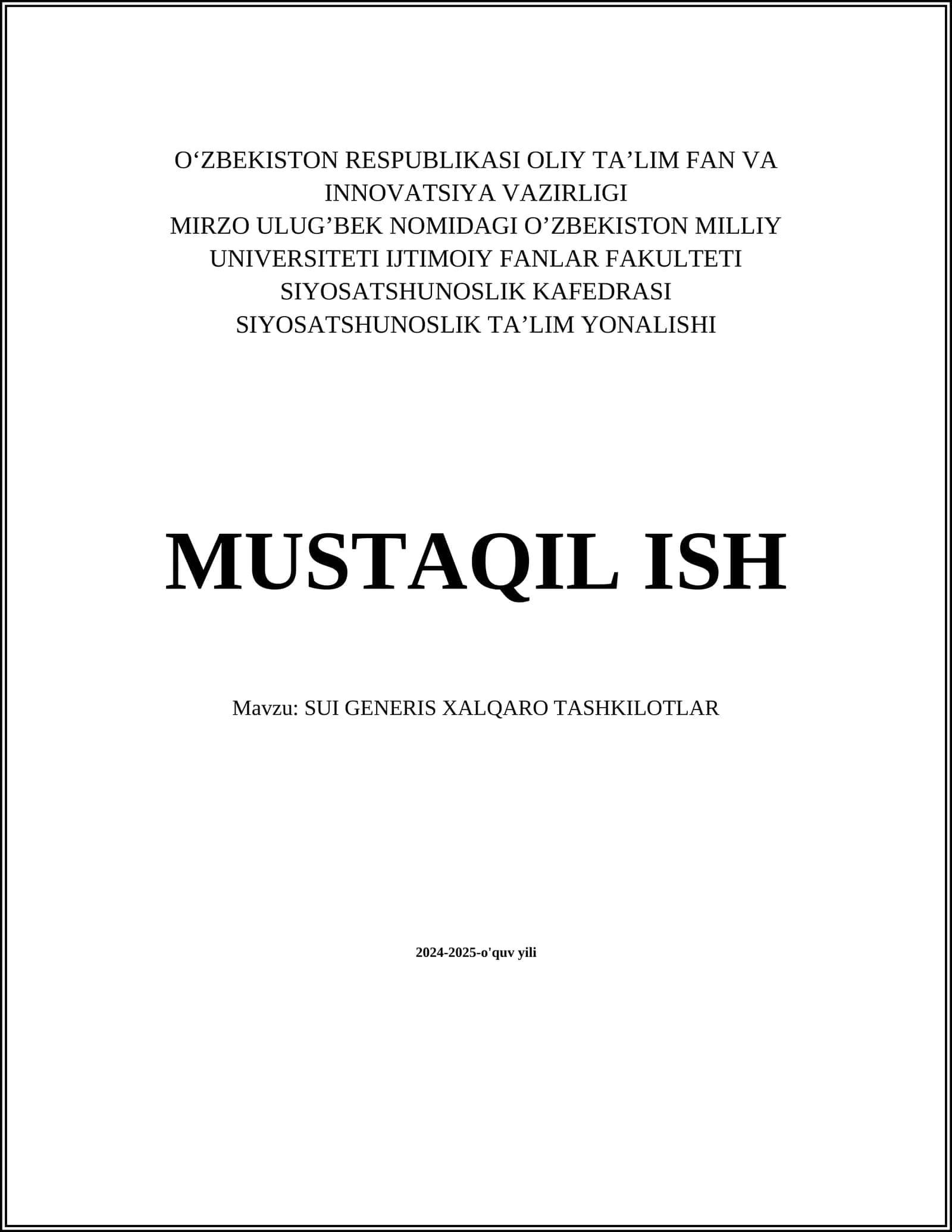 SUI GENERIS XALQARO TASHKILOTLAR 1
