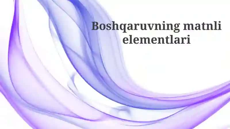 Boshqaruvning matnli elementlari