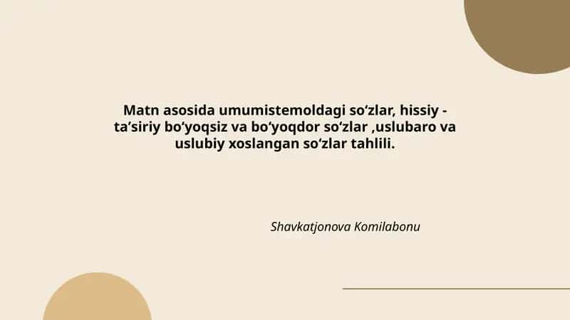 Matn asosida soʻzlar tahlili 1