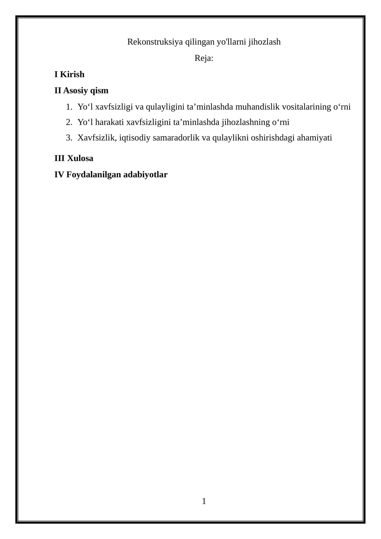 Rekonstruksiya qilingan yo'llarni jihozlash 1