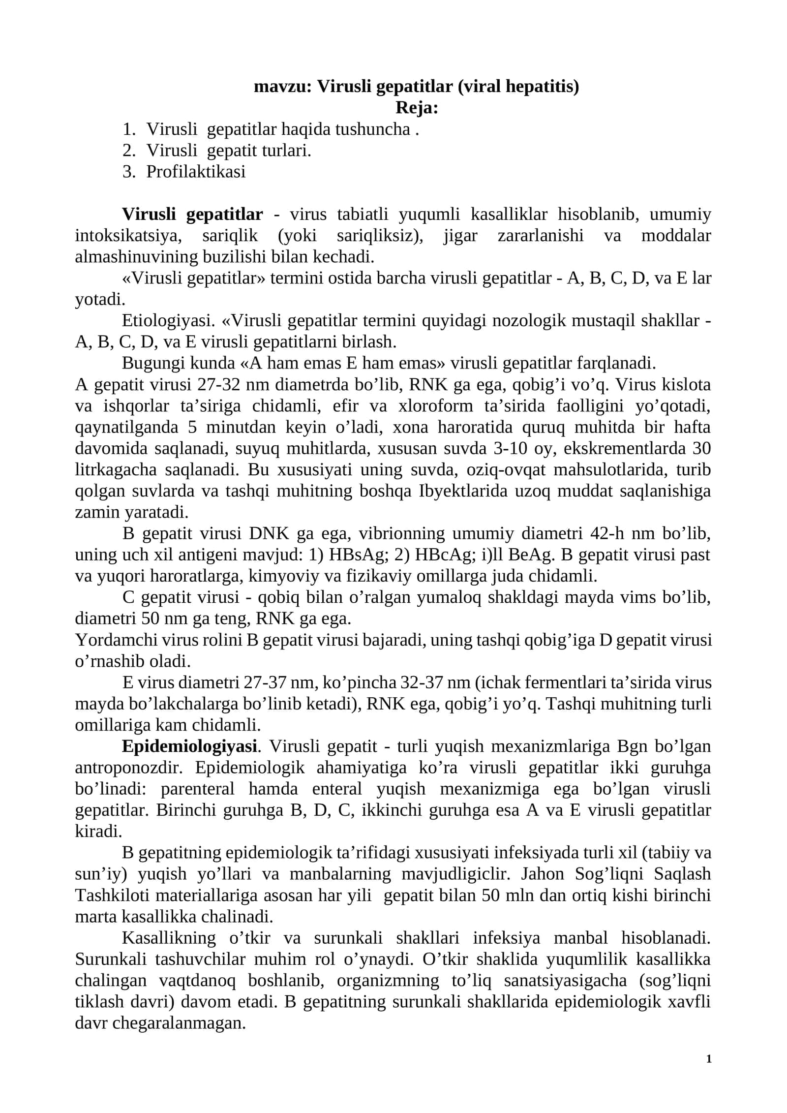 Virusli gepatitlar (viral hepatitis) 1
