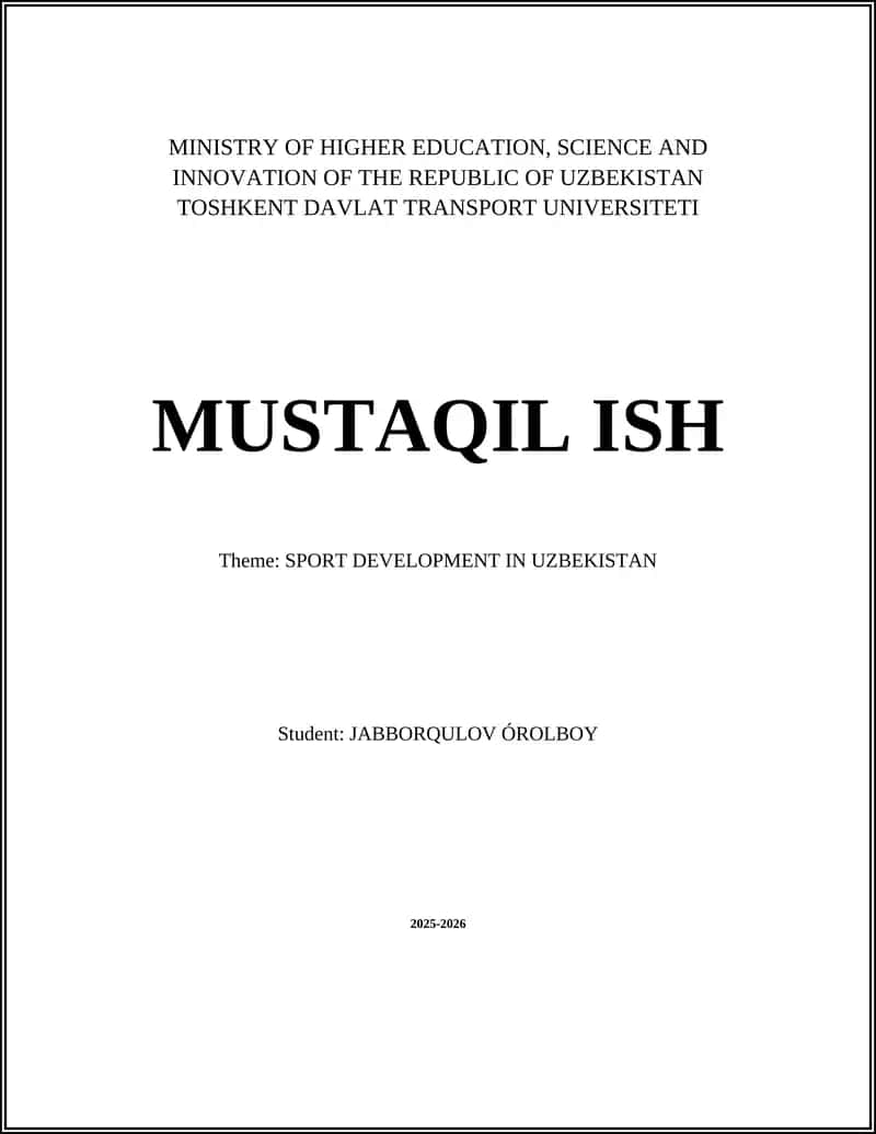 SPORT DEVELOPMENT IN UZBEKISTAN 1