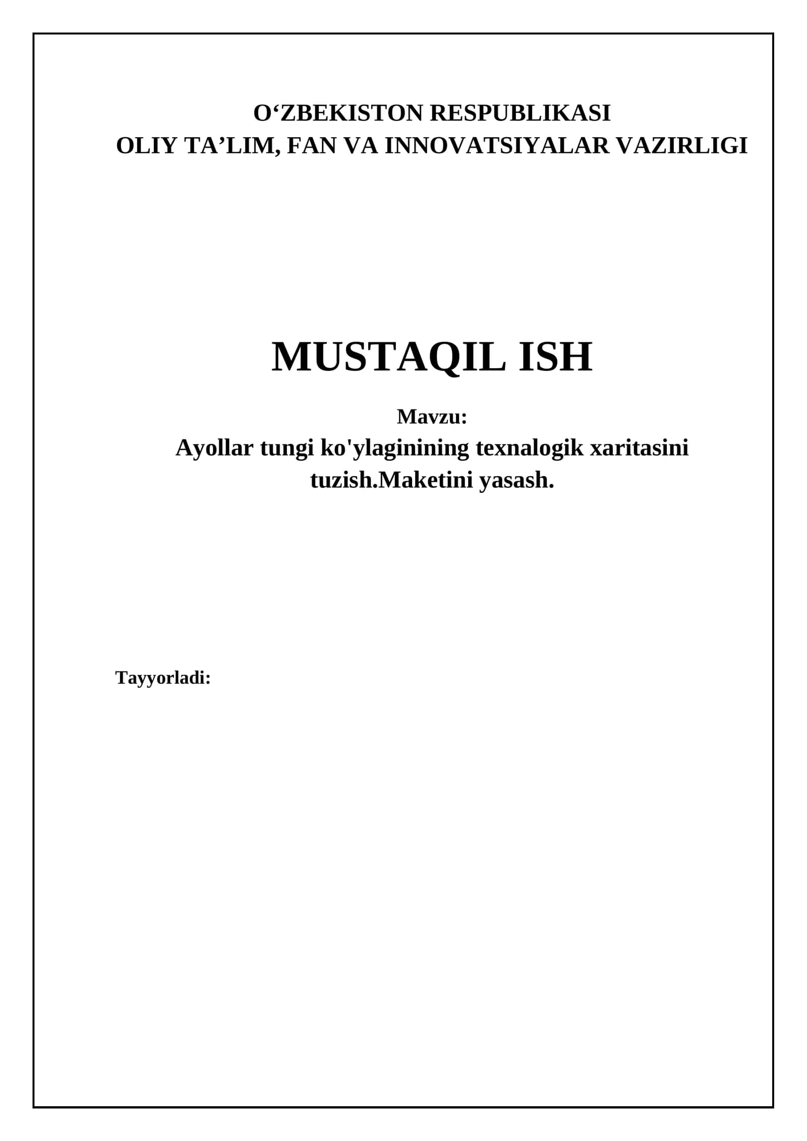 Ayollar tungi ko'ylagining texnalogik xaritasi 1