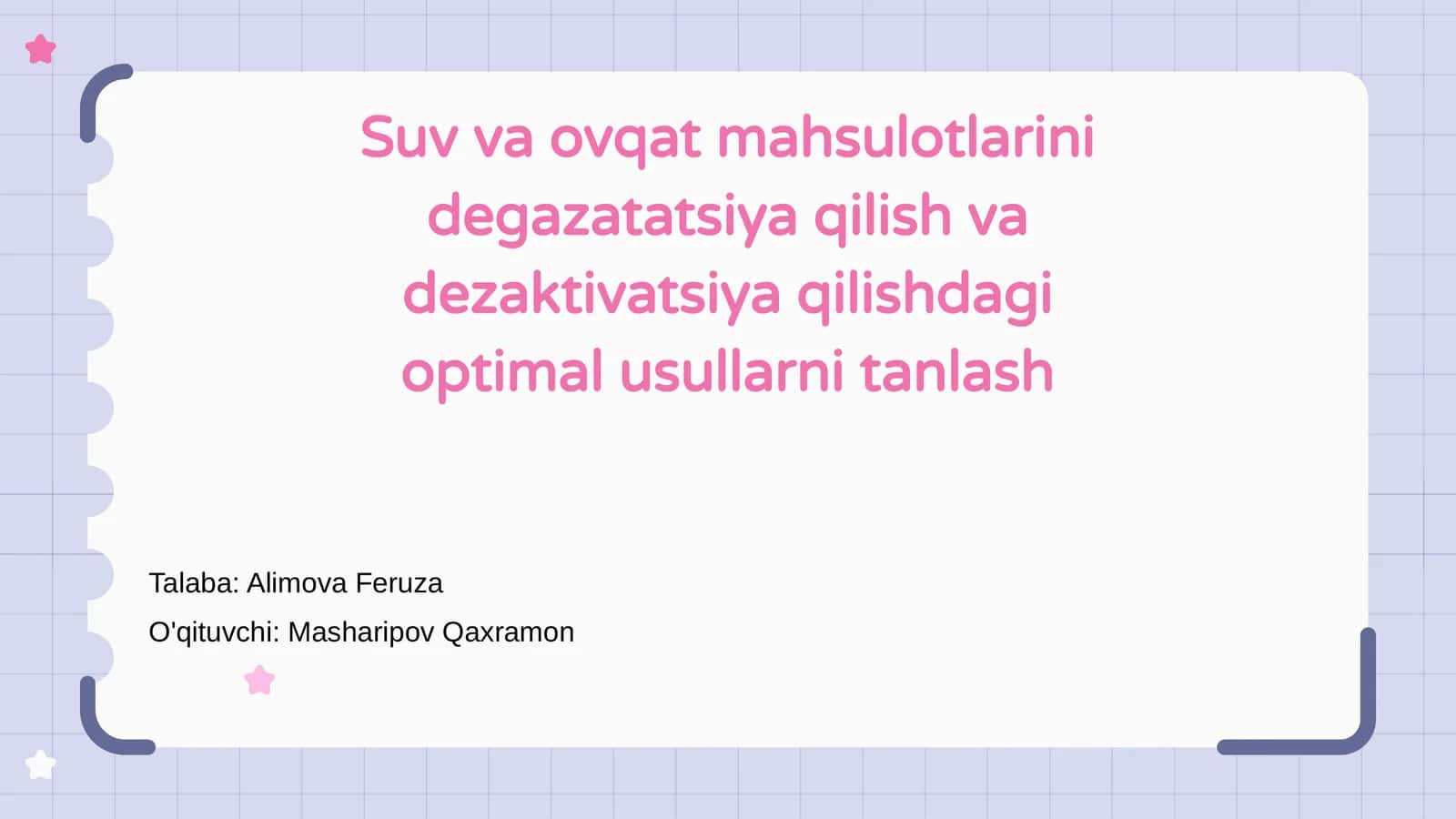 Suv va ovqat mahsulotlarini degazatatsiya qilish va dezaktivatsiya qilishdagi optimal usullarni tanlash 1