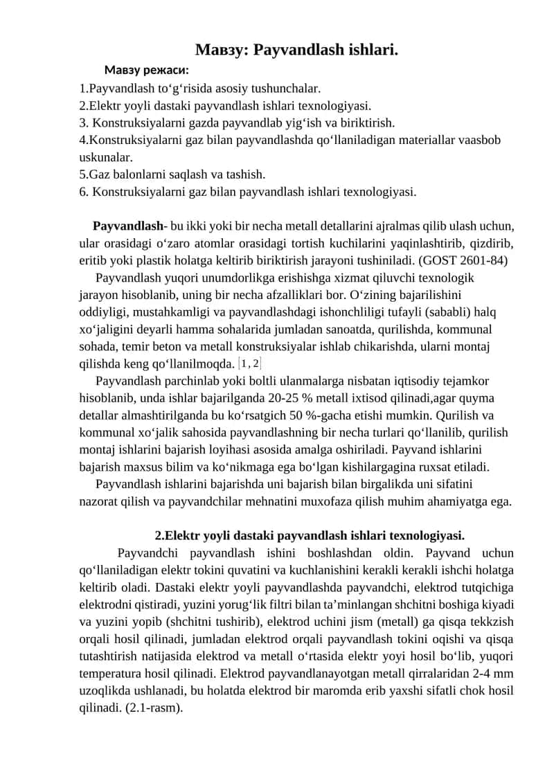 Payvandlash ishlari 1