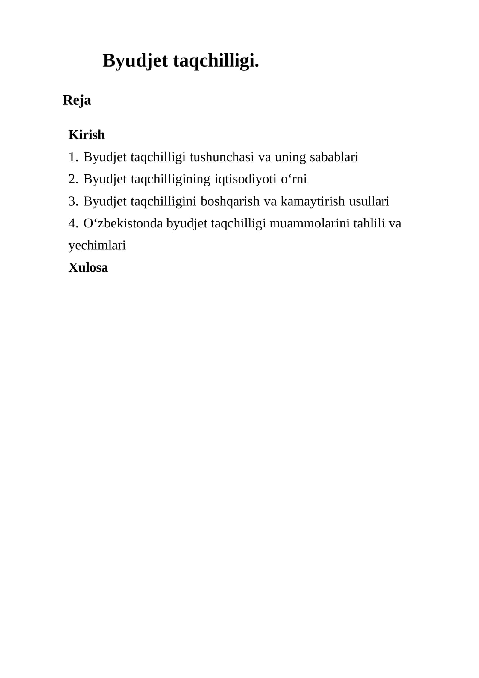 Byudjet taqchilligi tushunchasi 1