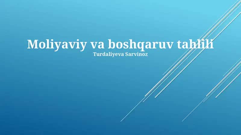 Moliyaviy va boshqaruv tahlili 1