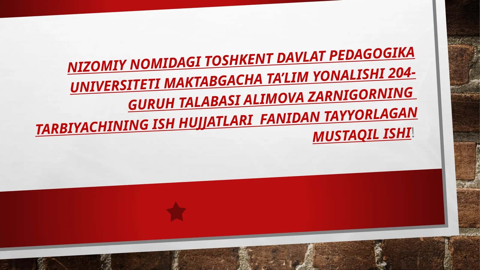 Tarbiyachining ish hujjatlari 1