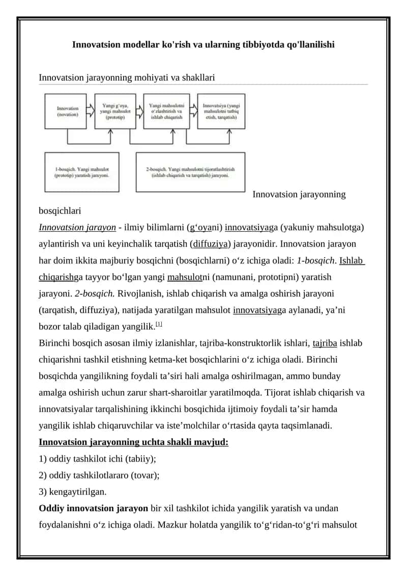 Innovatsion jarayonning bosqichlari 1