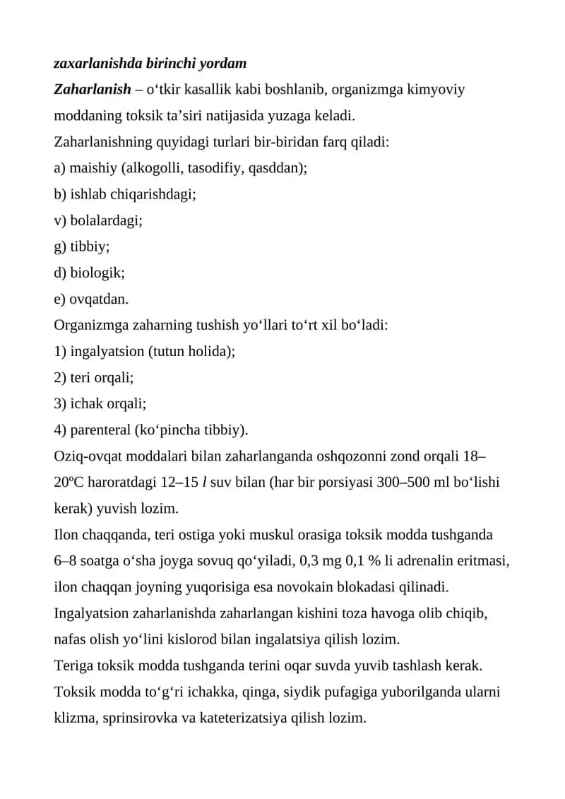 zaharlanishda birinchi yordam 1