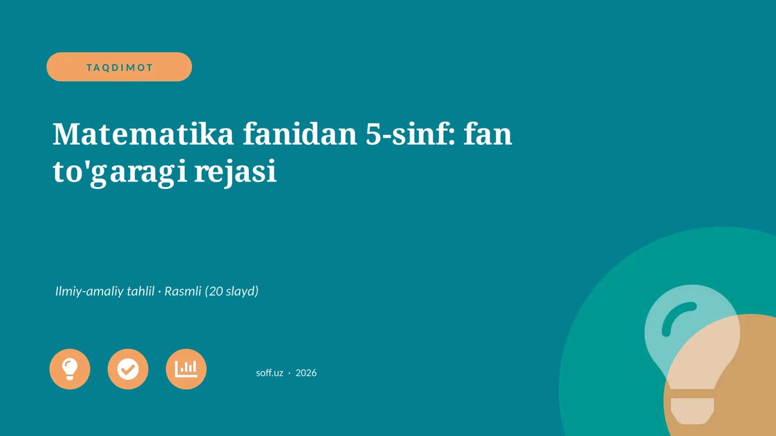 Matematika fanidan 5-sinf: fan to'garagi rejasi 1