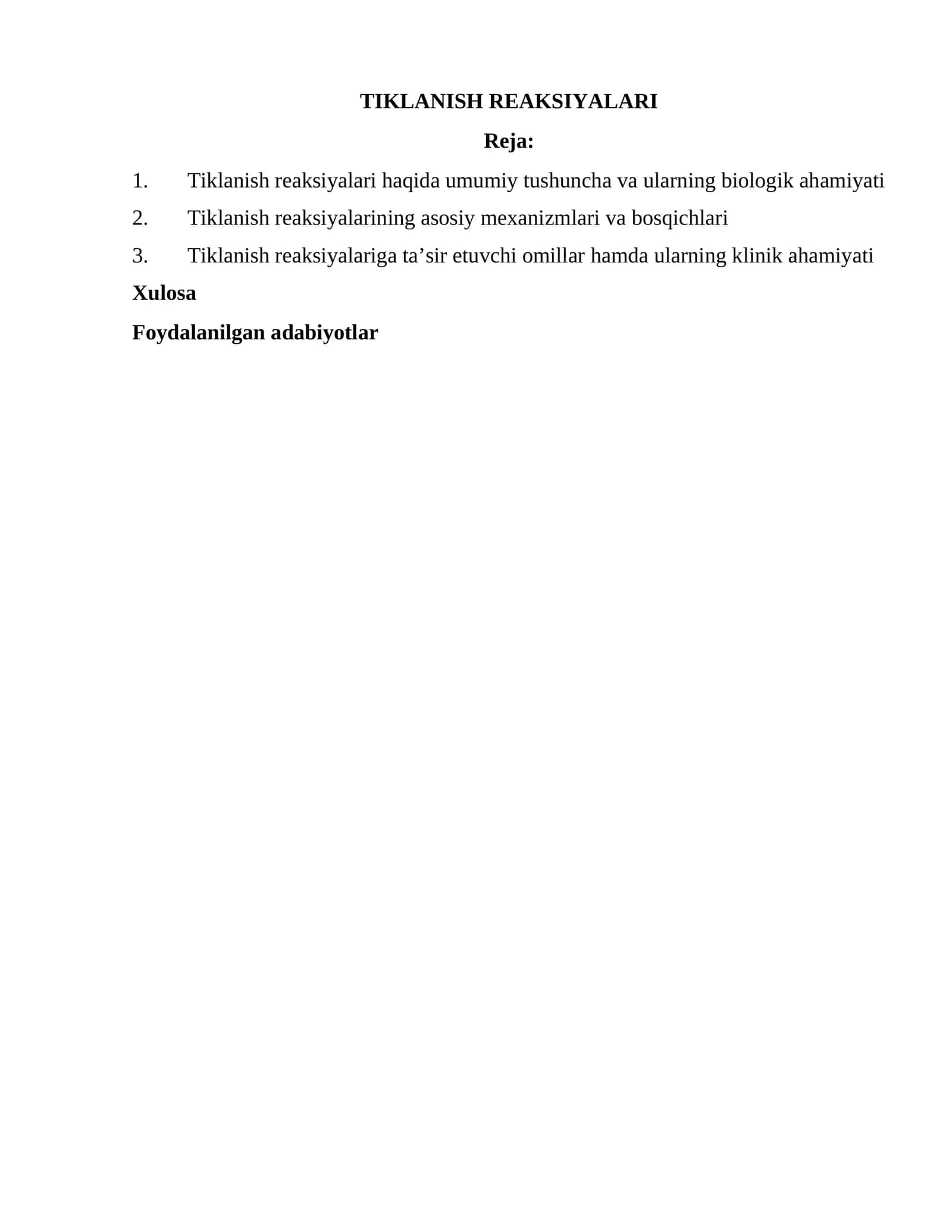 Tiklanish reaksiyalari 1