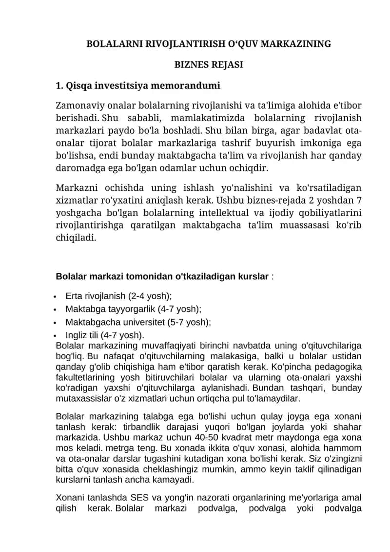 BOLALARNI RIVOJLANTIRISH O‘QUV MARKAZI 1