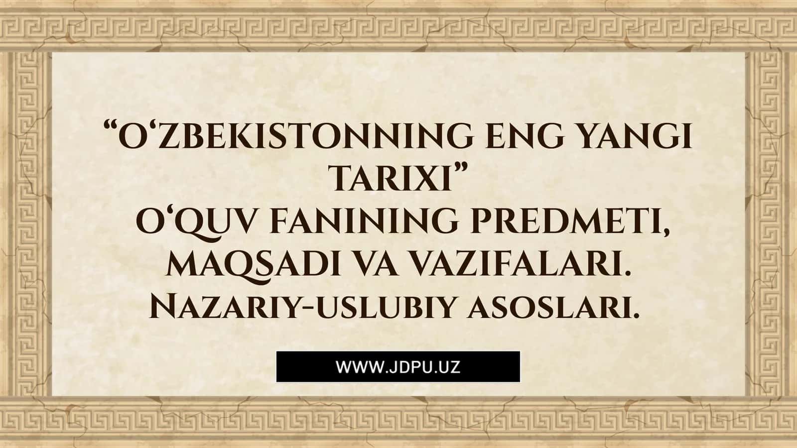 O‘zbekistonning eng yangi tarixi 1