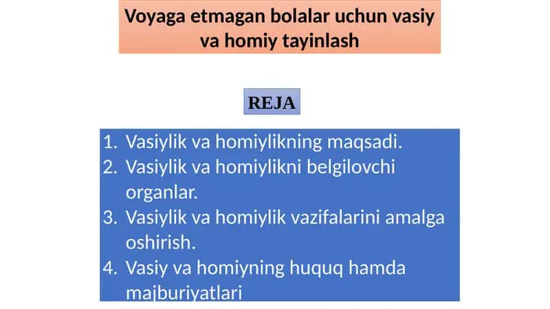 Voyagaеtmagan bolalar uchun vasiy vahomiy tayinlash 1