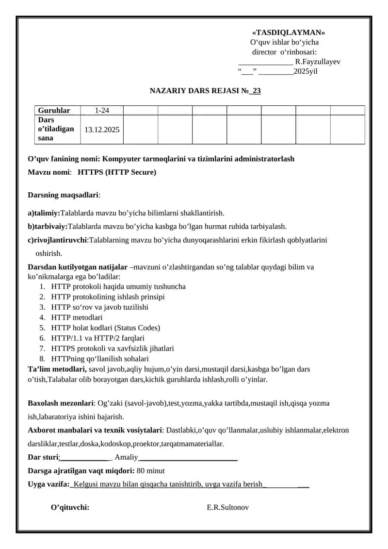 Kompyuter tarmoqlarini va tizimlarini administratorlash 1