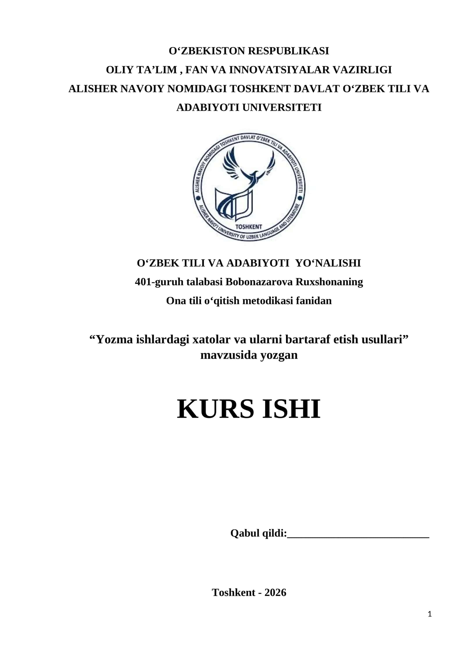 Yozma ishlardagi xatolar va ularni bartaraf etish usullari 1