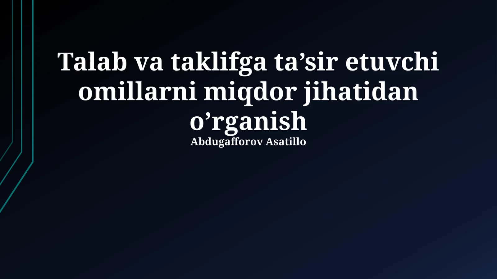 Ta'minotning miqdoriy modellari 1