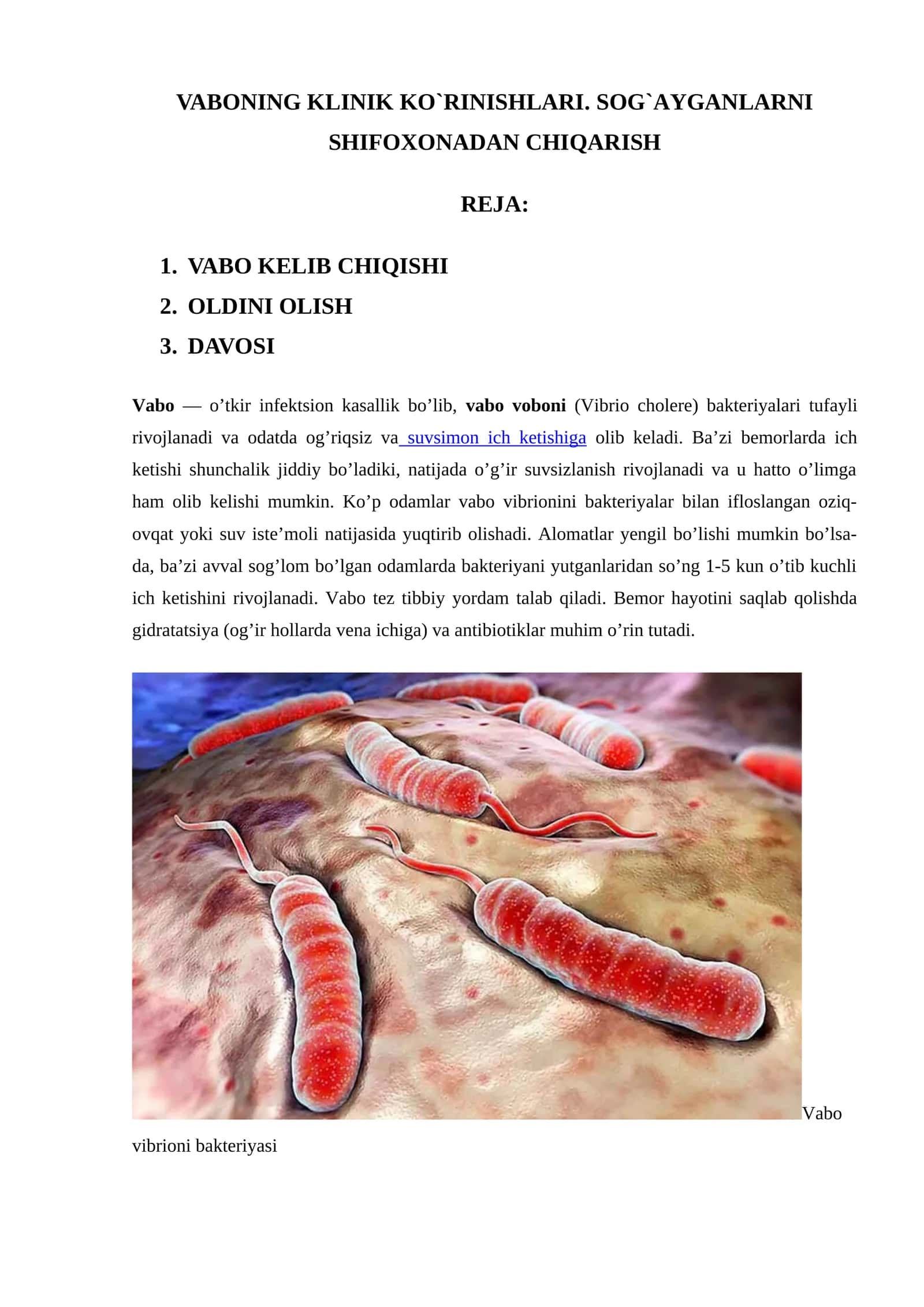 VABONING KLINIK KO`RINISHLARI. SOG`AYGANLARNI SHIFOXONADAN CHIQARISH 1