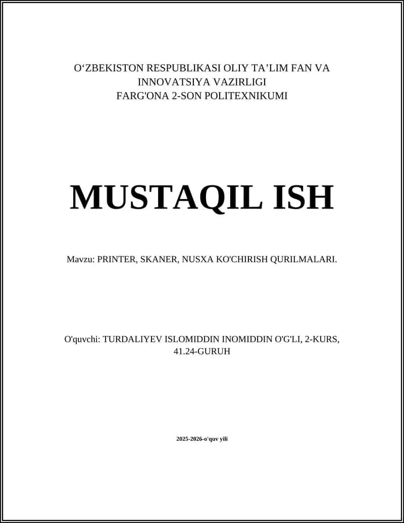 Printer, Skaner, Nusxa ko'chirish qurilmalari 1