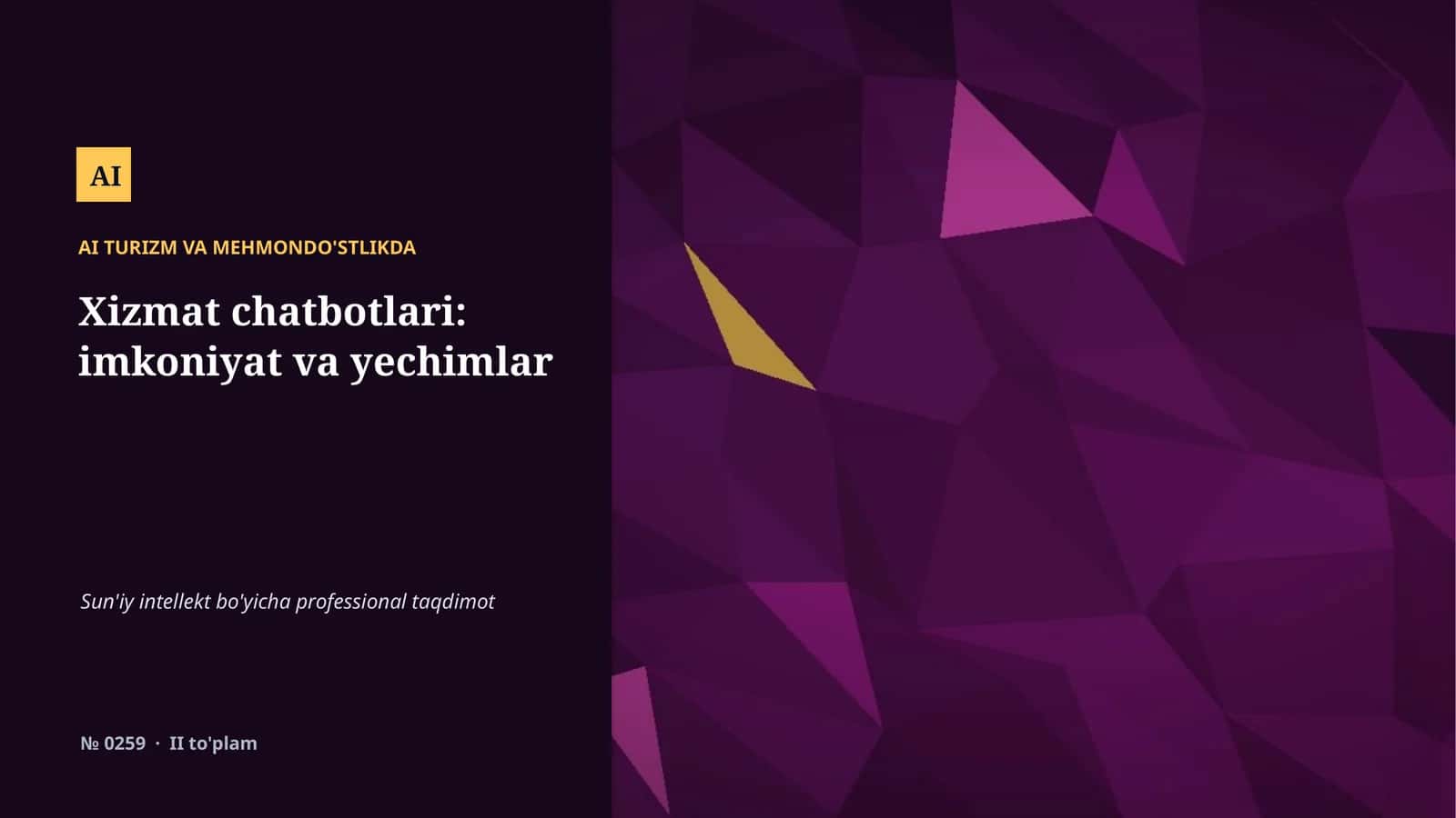 AI TURIZM VA MEHMONDO'STLIKDA 1