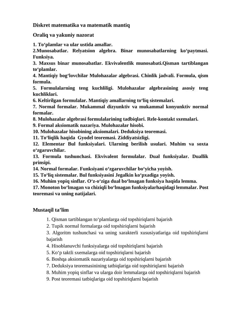 Diskret matematika va matematik mantiq 1