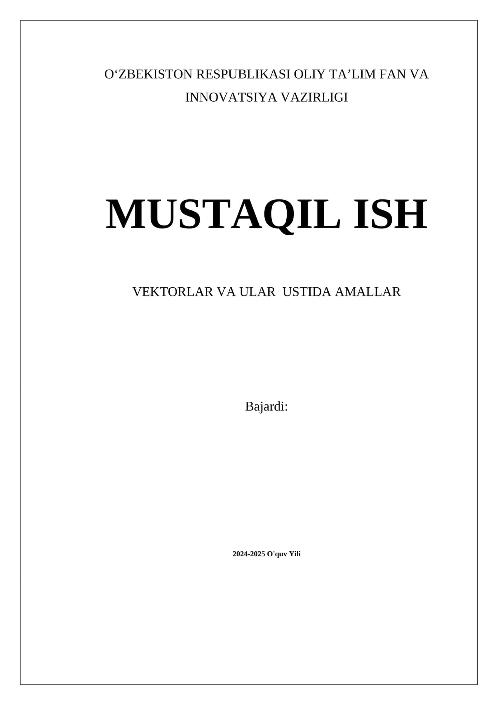 Vektorlar va ular ustida amallar 1