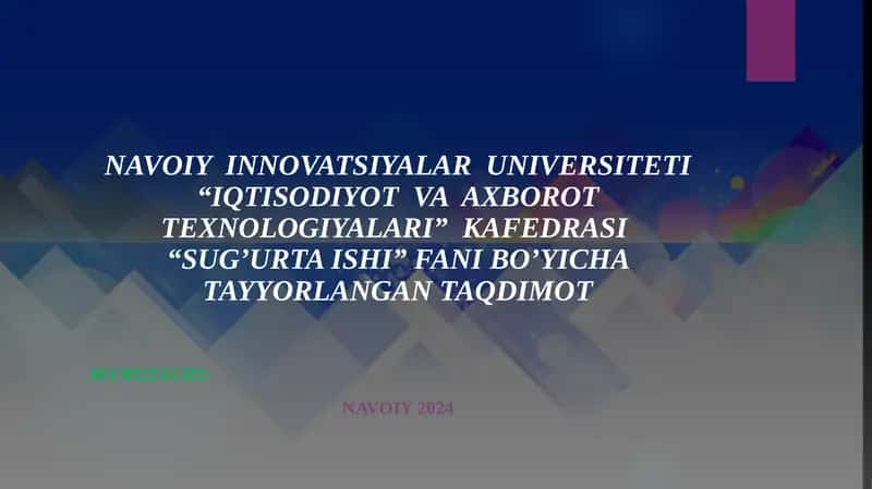 Sugu’rta klassifikatsiyasi. Sugurta shakllari 1