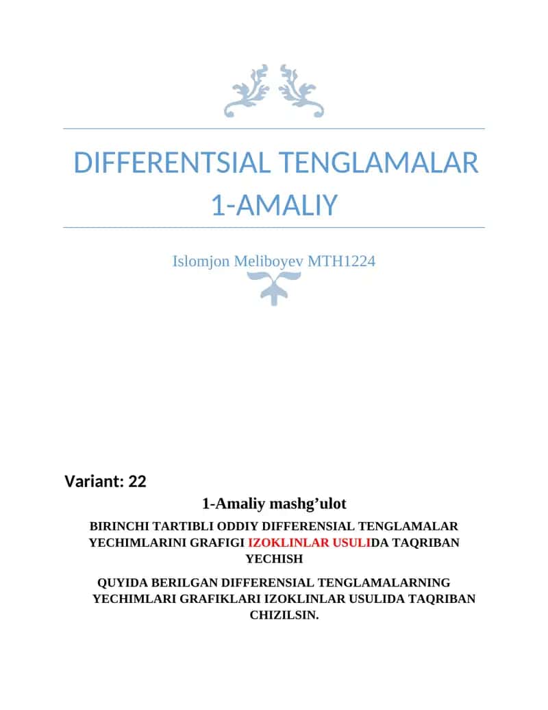 DIFFERENTIAL EQUATIONS 1