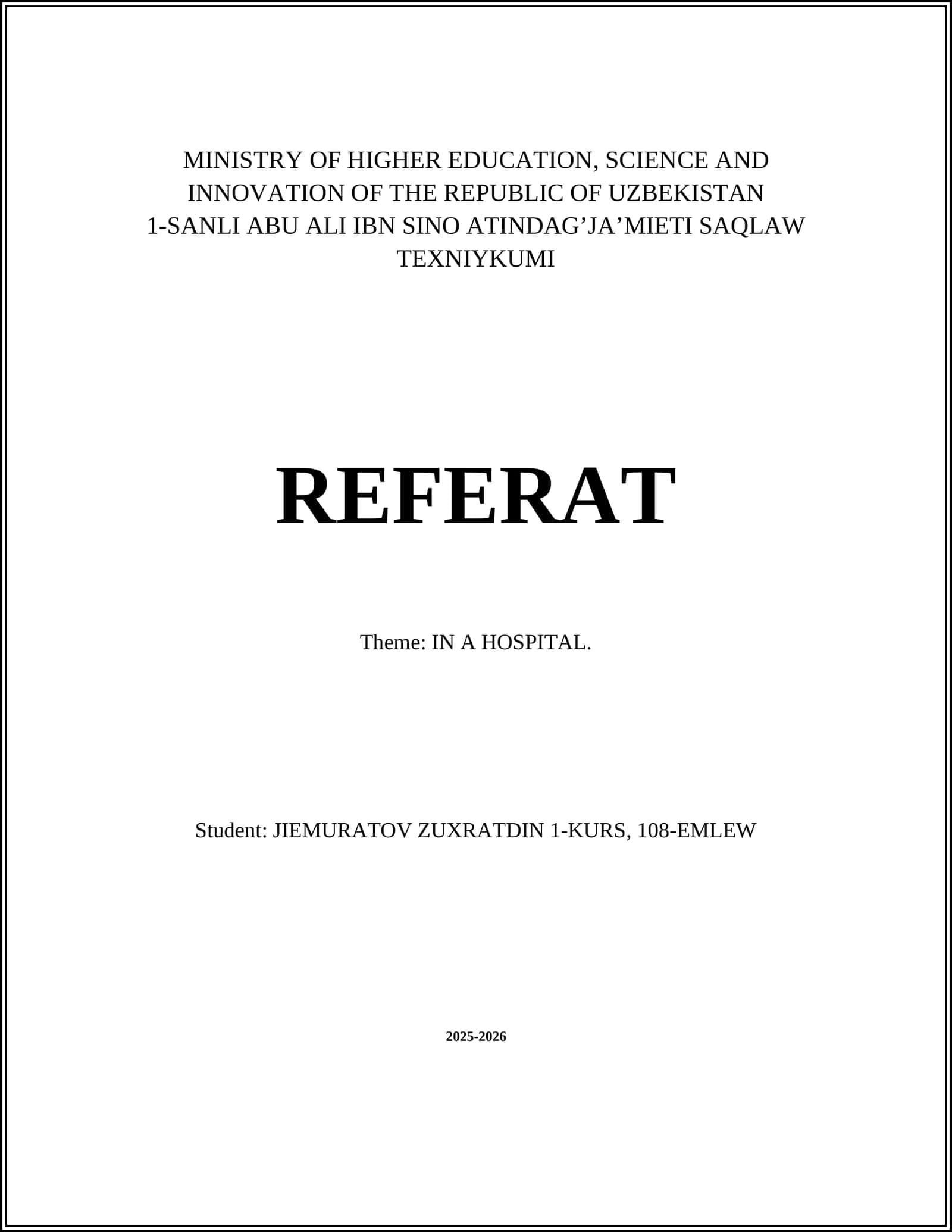 1-SANLI ABU ALI IBN SINO ATINDAG’JA’MIETI SAQLAW TEXNIYKUMI REFERAT 1