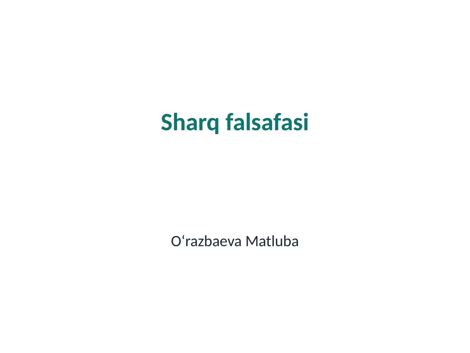 Sharq falsafasi 1