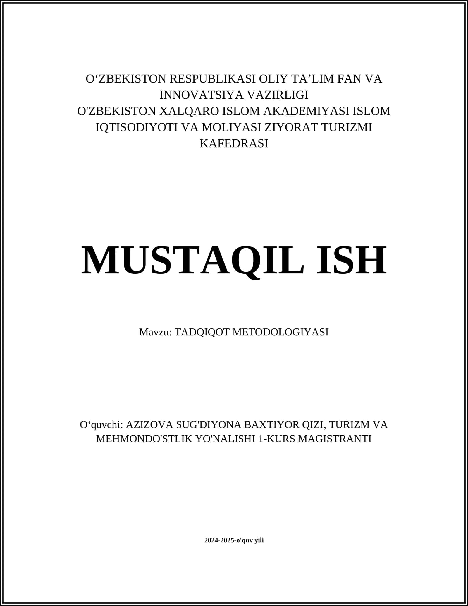 TADQIQOT METODOLOGIYASI 1