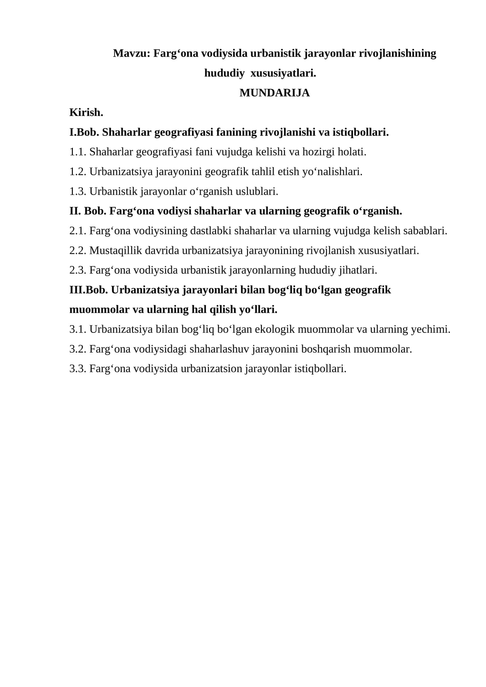 Fargʻona vodiysida urbanistik jarayonlar rivojlanishining hududiy xususiyatlari 1