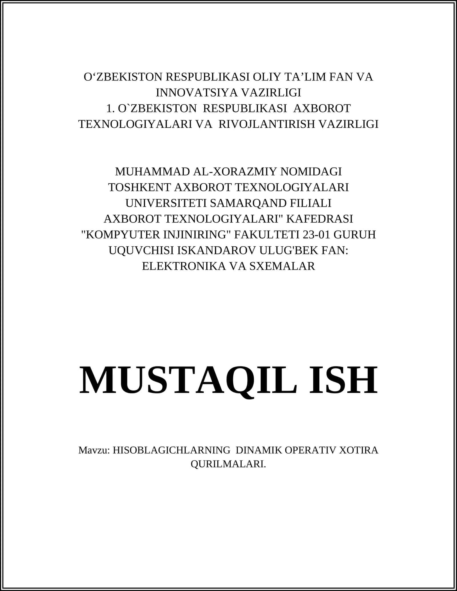 HISOBLAGICHLARNING DINAMIK OPERATIV XOTIRA QURILMALARI 1