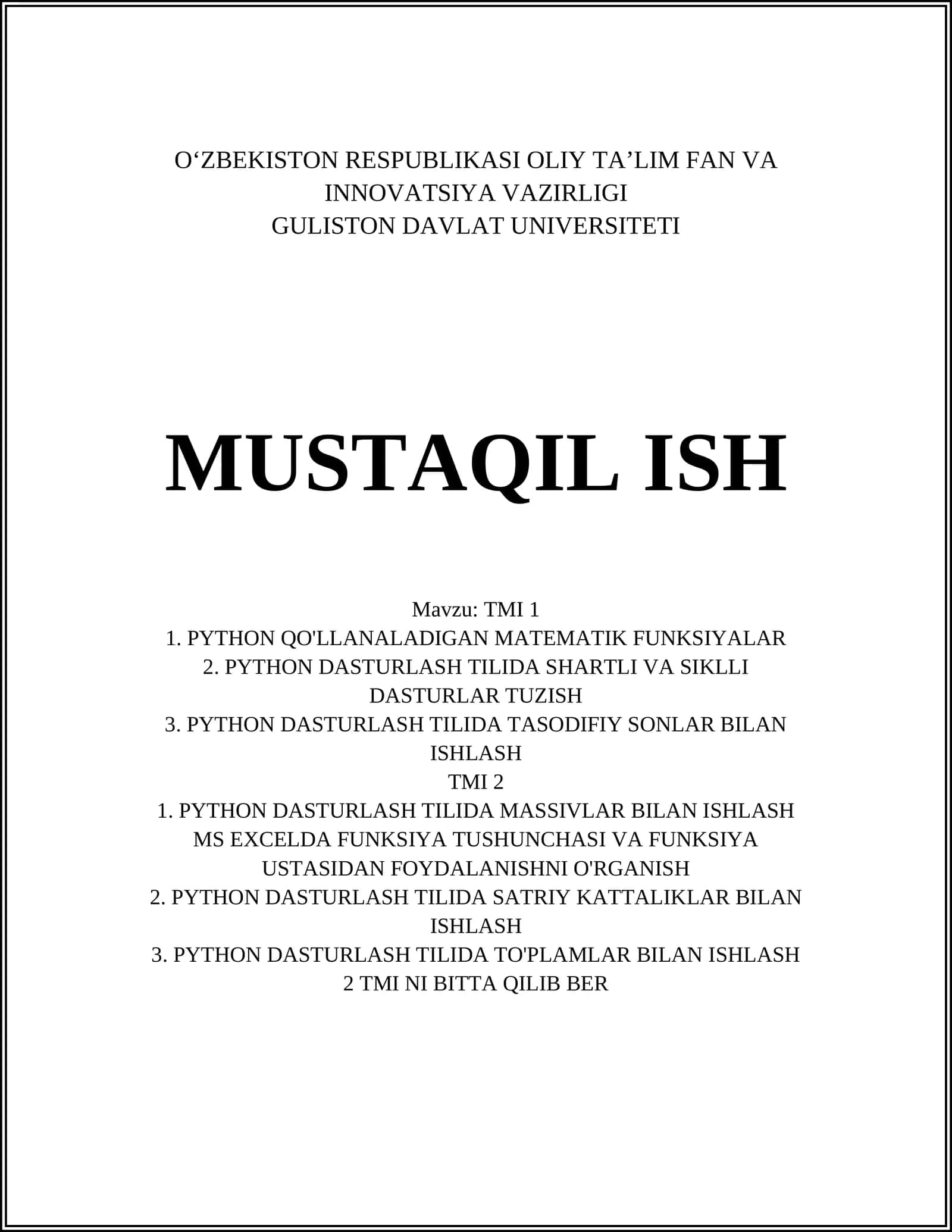 Python dasturlash tili matematik hisob-kitoblarni sodda va samarali bajarishga yordam beruvch 1