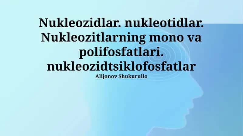 Nukleozidlar va Nukleotidlar: Tuzilishi, Xossalari va Sintezi 1