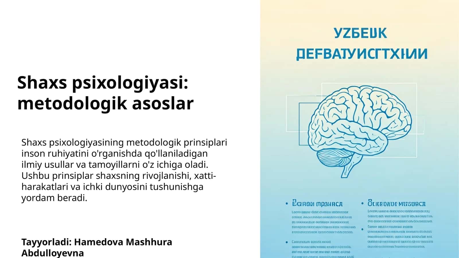 Shaxs psixologiyasi: metodologik asoslar 1