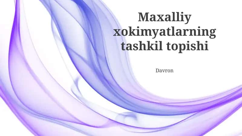 Maxalliy xokimyatlarning tashkil topishi 1