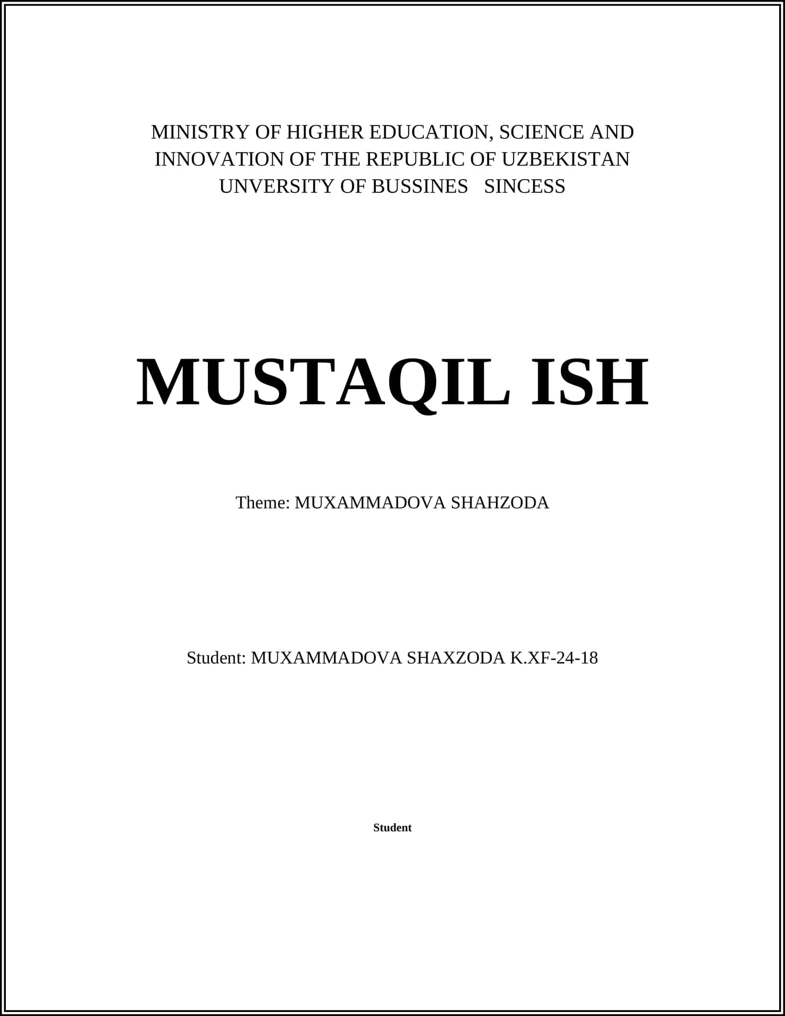 MUXAMMADOVA SHAHZODA 1