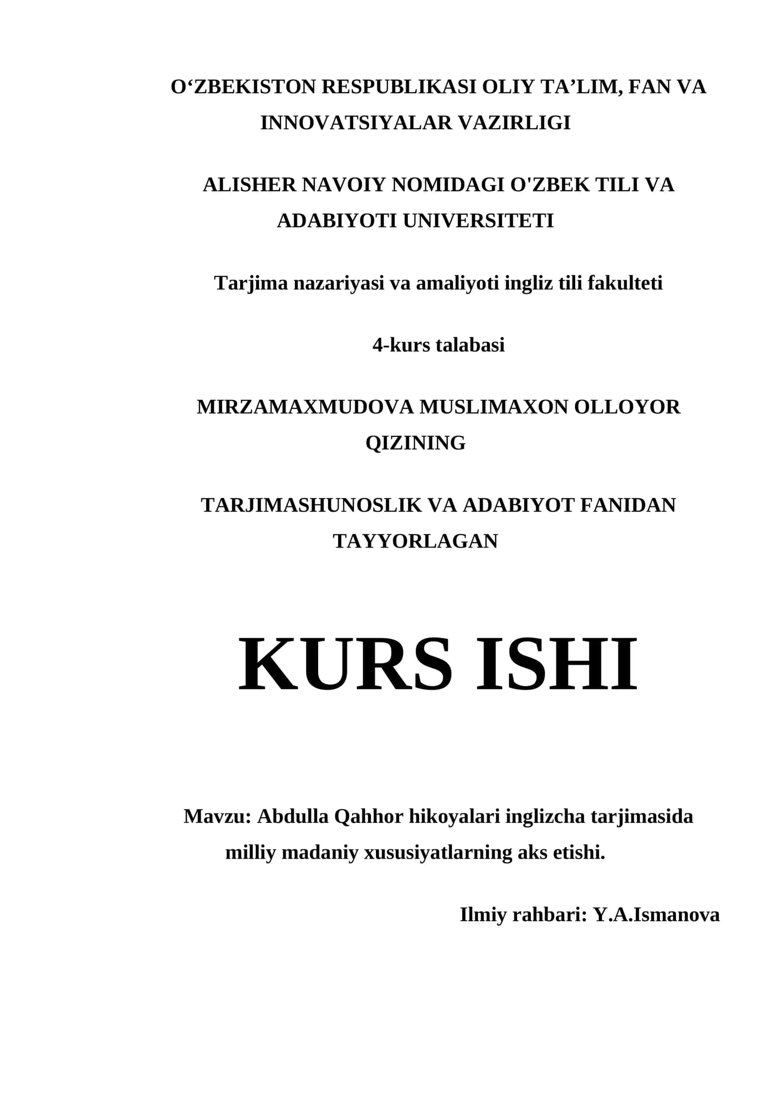 Abdulla Qahhor hikoyalari inglizcha tarjimasi 1