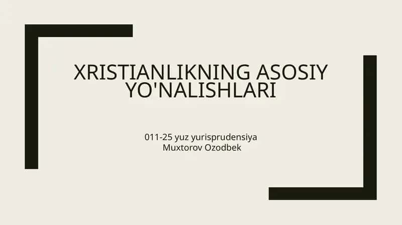 Xristianlikning asosiy analishlari 1