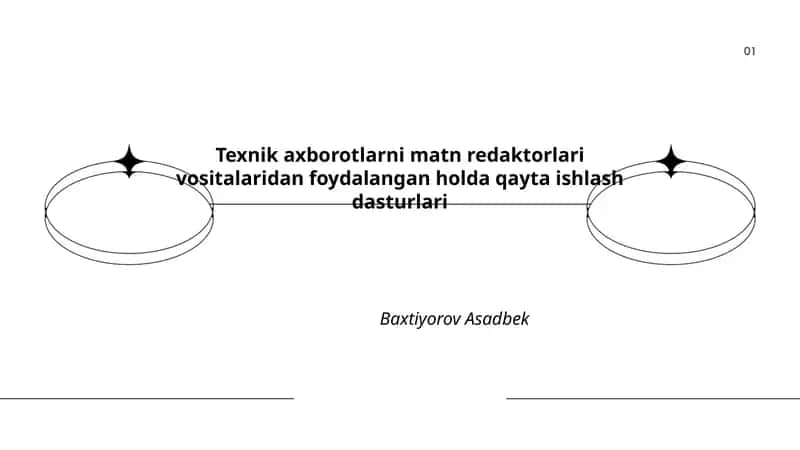 Texnik axborotlarni matn redaktorlari vositalaridan foydalangan holda qayta ishlash dasturlari 1