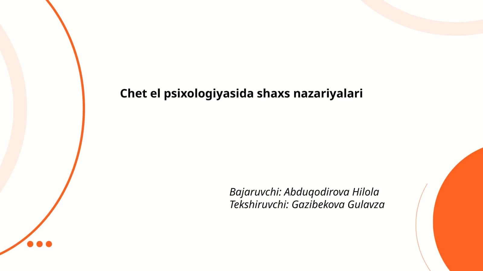Chet el psixologiyasida shaxs nazariyalari 1