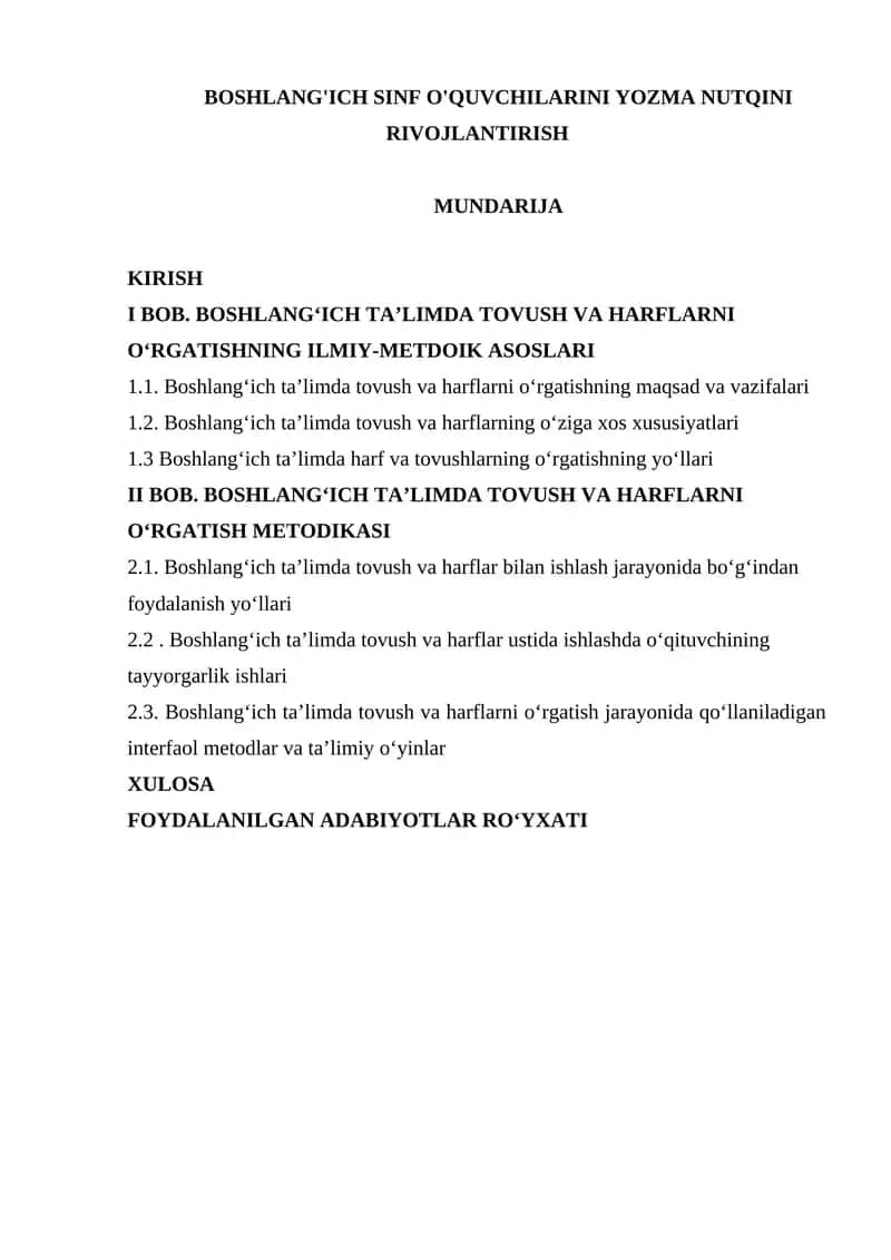 Boshlang'ich sinf o'quvchilarini yozma nutqini rivojlantirish 1