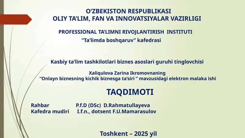 Onlayn biznesning kichik biznesga ta'siri 1