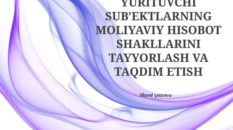 XO‘JALIK YURITUVCHI SUB’EKTLARNING MOLIYAVIY HISOBOT SHAKLLARINI TAYYORLASH VA TAQDIM ETISH 1