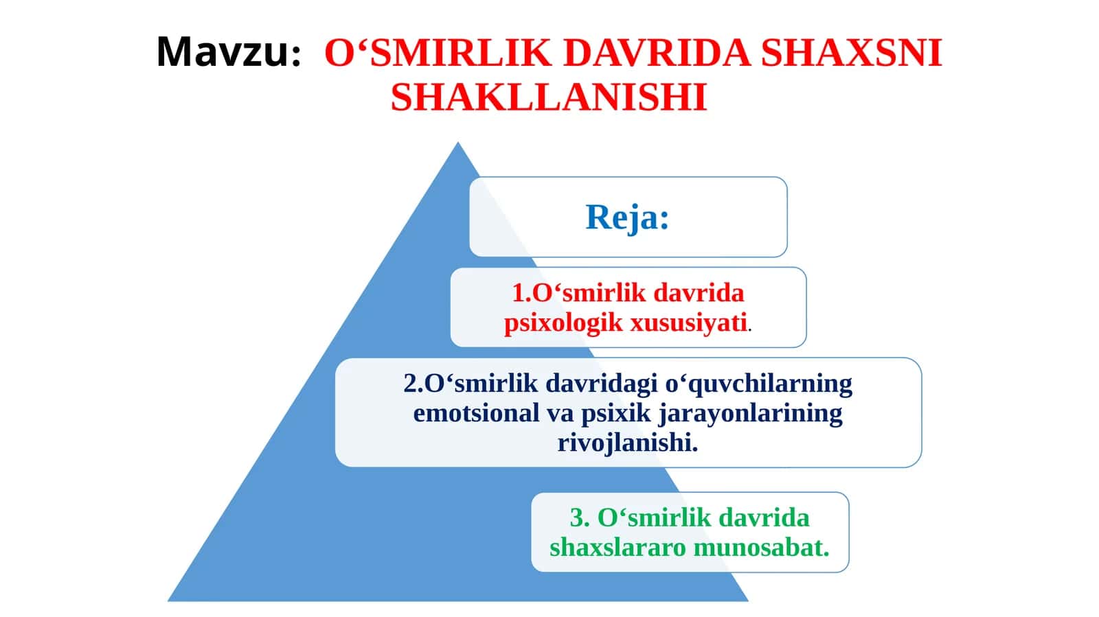 O‘SMIRLIK DAVRI DASHAKLASHI 1