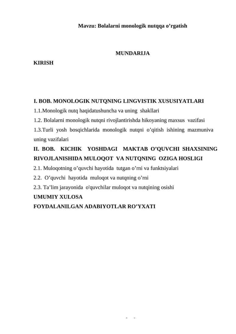 Bolalarni monologik nutqqa o’rgatish 1