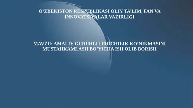 AMALIY GURUHLI IJROCHILIK KO’NIKMASINI MUSTAHKAMLASH BO’YICHA ISH OLIB BORISH 1