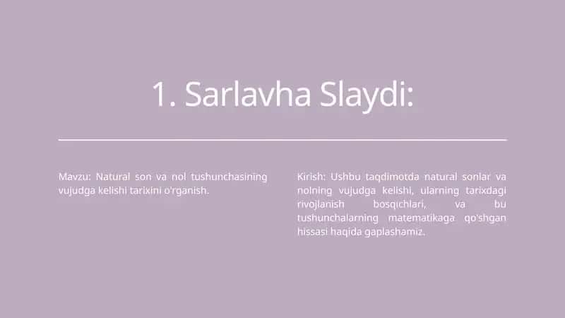 Natural son va nol tushunc vujudga kelishi tarixini o'rganish 1